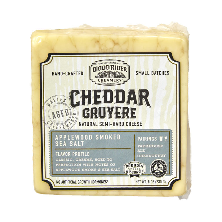 Wood River Creamery Applewood Smoked Sea Salt Cheddar GruyereCuts