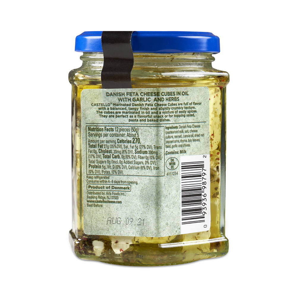 Jar of Castello feta cheese in oil