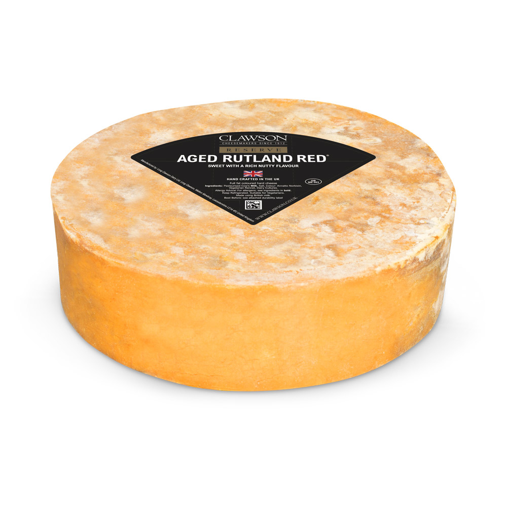 Wheel of Clawson reserve aged Rutland red cheese