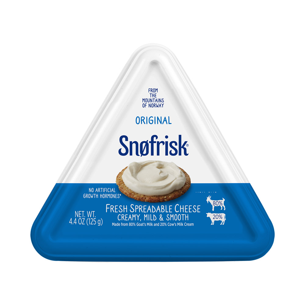 Container of Snøfrisk fresh spreadable cheese