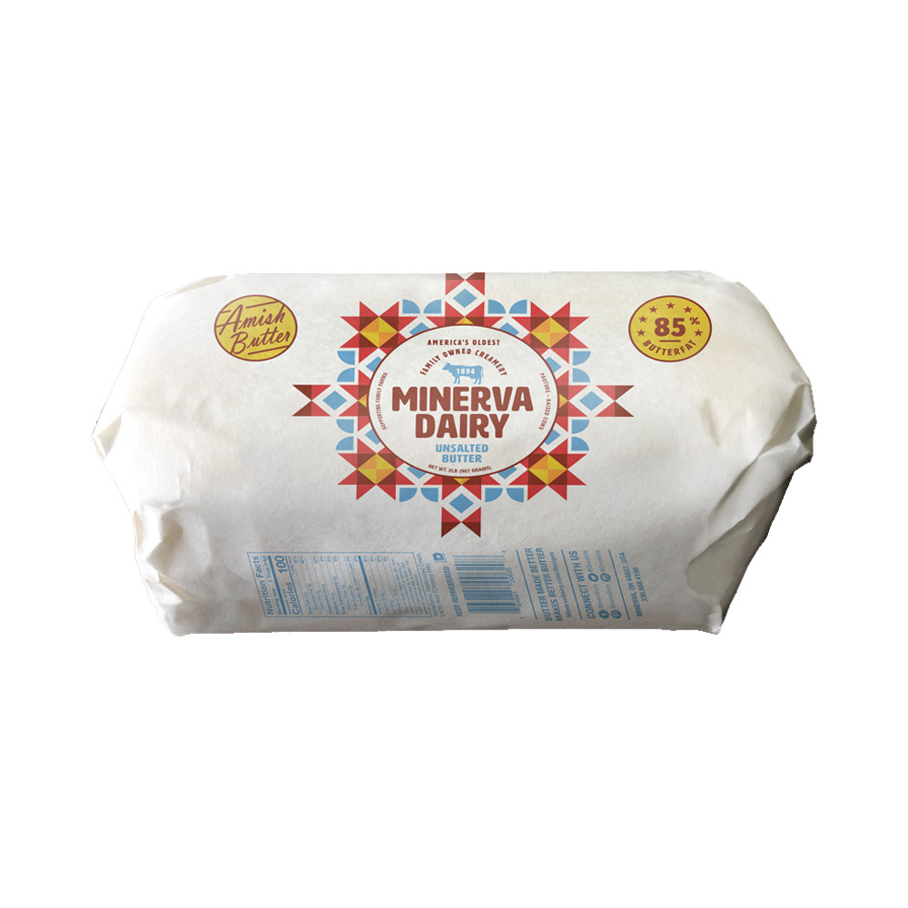 Roll of Minerva Dairy Amish unsalted butter