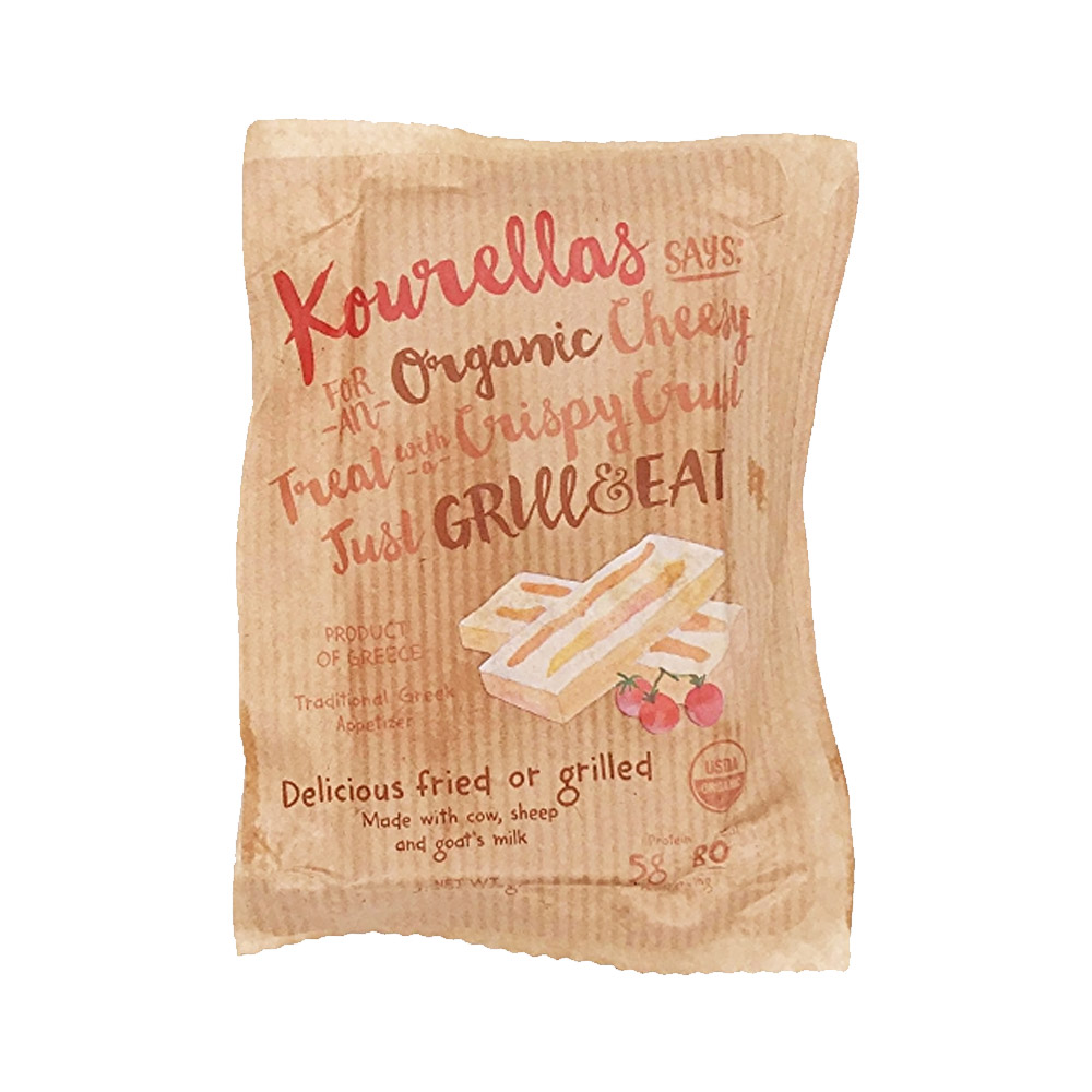 A package of Kourellas Organic Grill & Eat Cheese