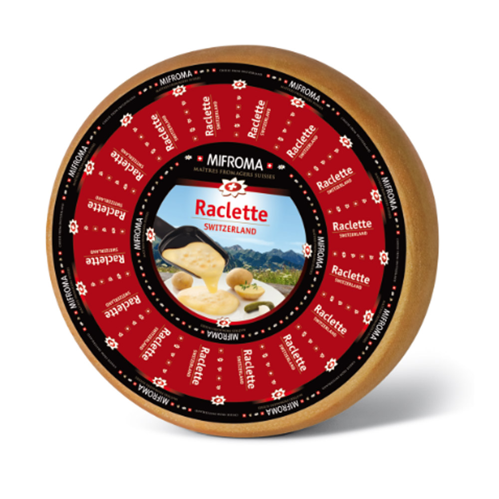 A wheel of Mifroma Raclette cheese