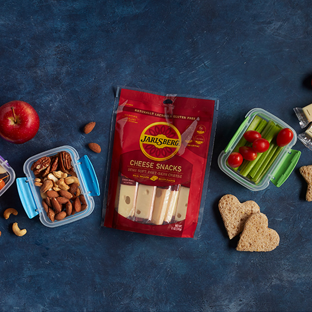 Bag of Jarlsberg cheese snacks with nuts and other snacks