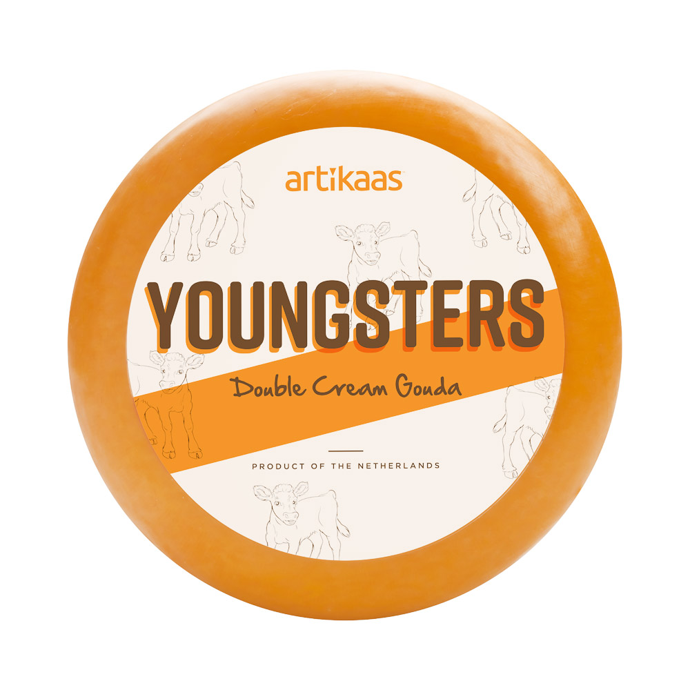 A wheel of Artikaas Youngsters Double Cream Gouda