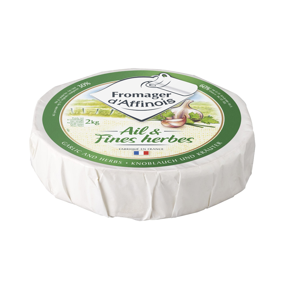 Wheel of Fromager D'affinois cheese with Garlic and Herbs