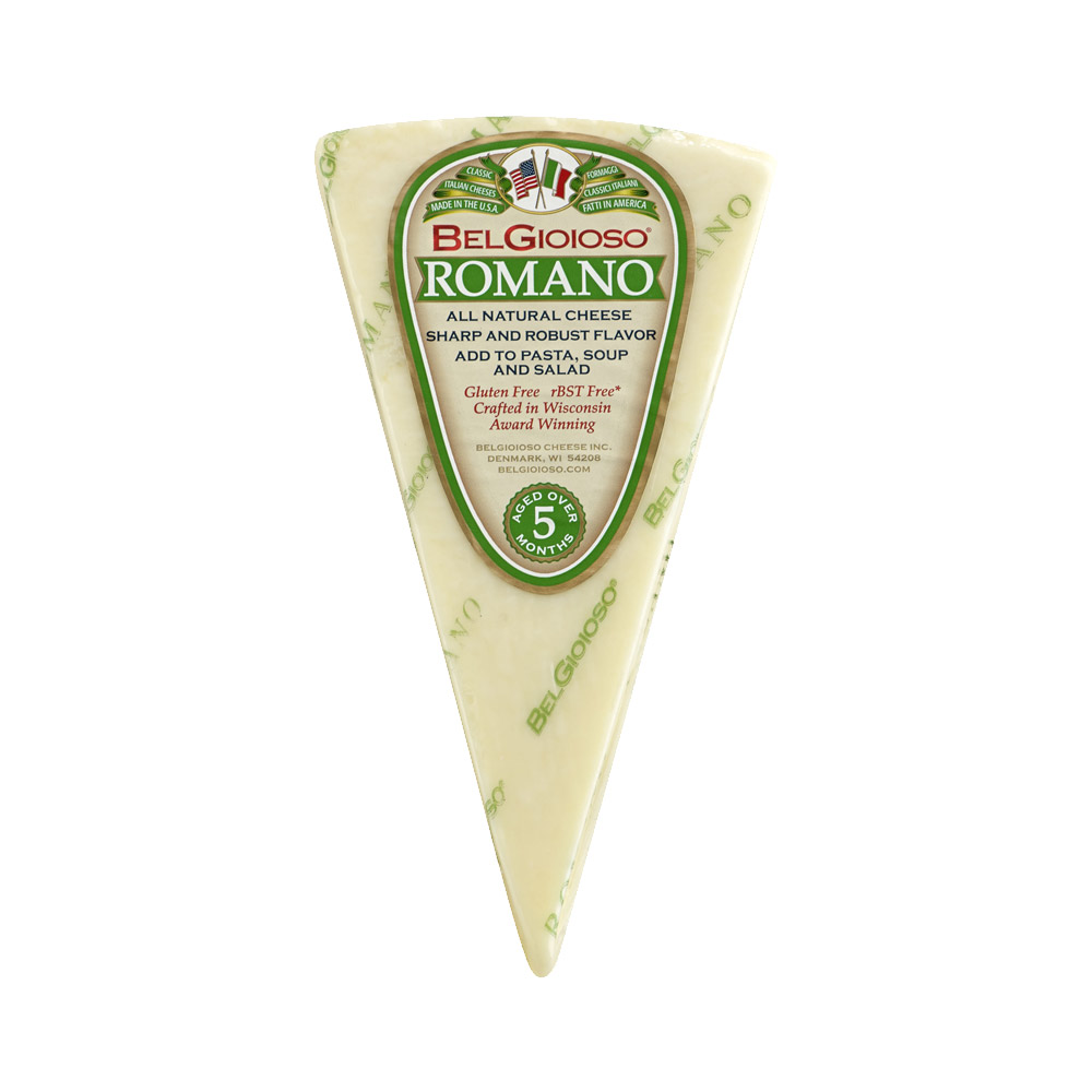 Wedge of BelGioioso Romano cheese