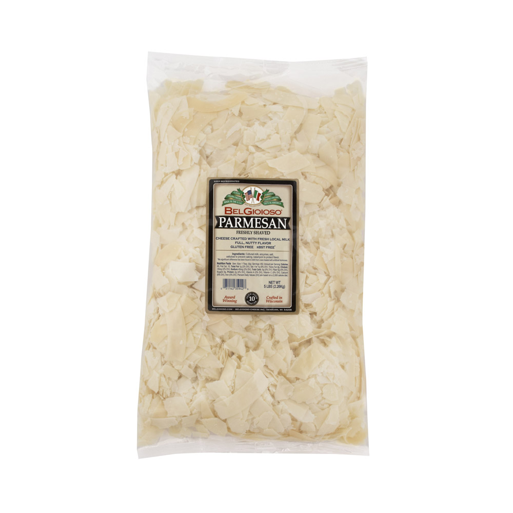 Bag of BelGioioso shaved parmesan cheese