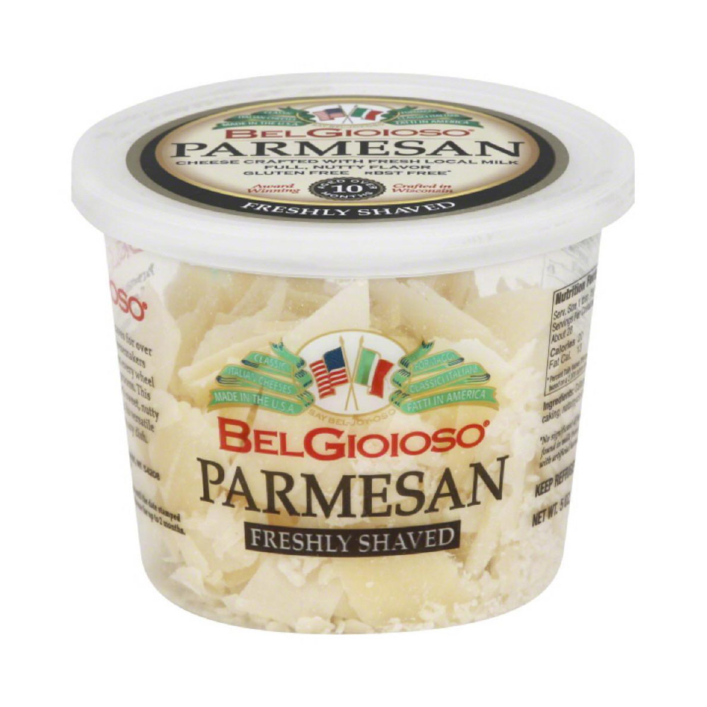 Cup of BelGioioso shaved parmesan cheese