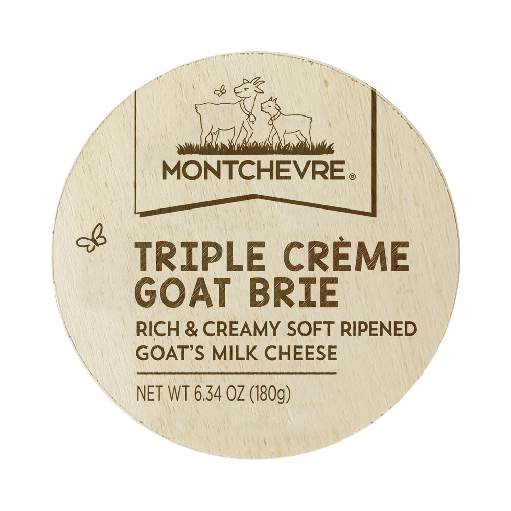 Montchevre Triple Crème Goat Brie in its packaging