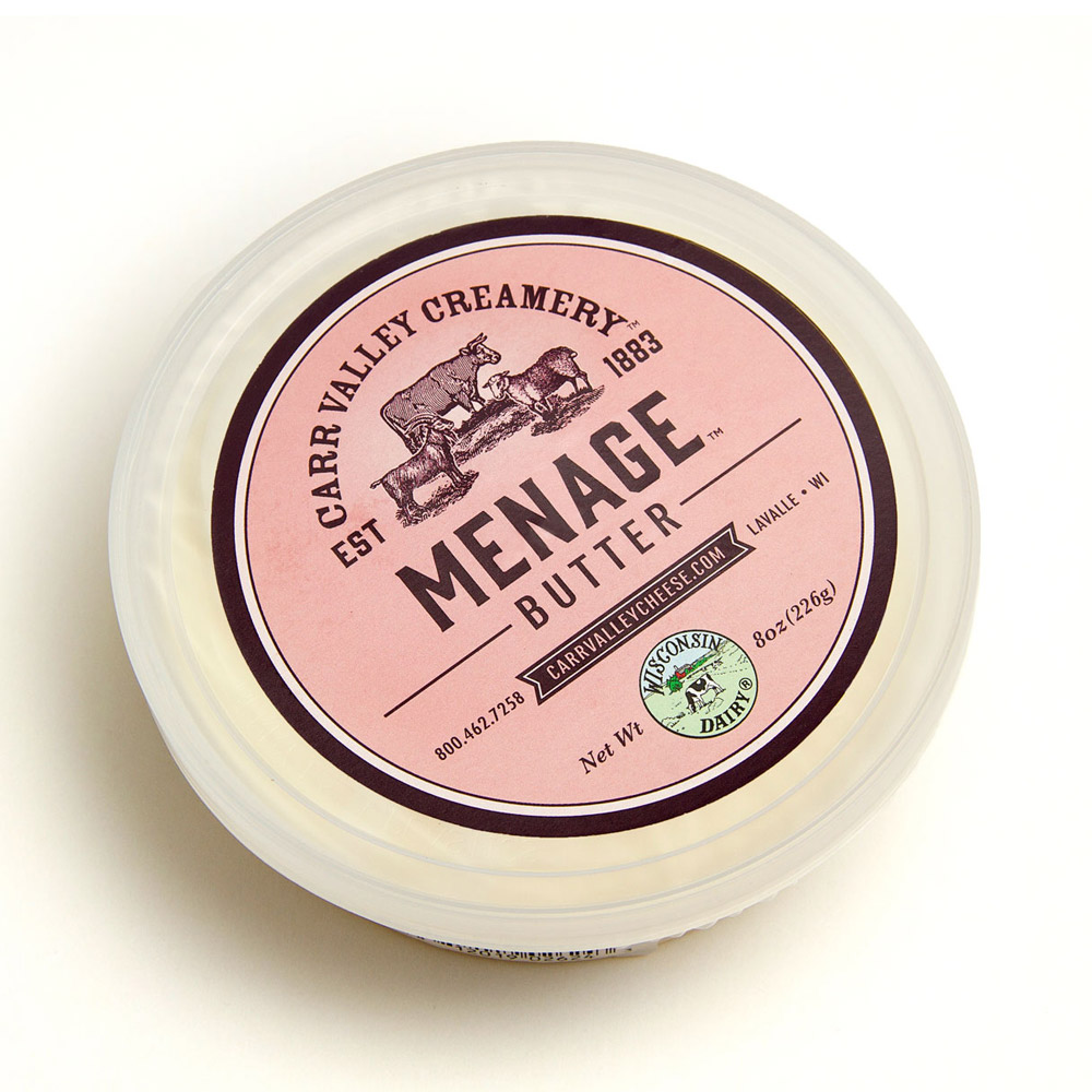 A tub of Carr Valley Menage butter