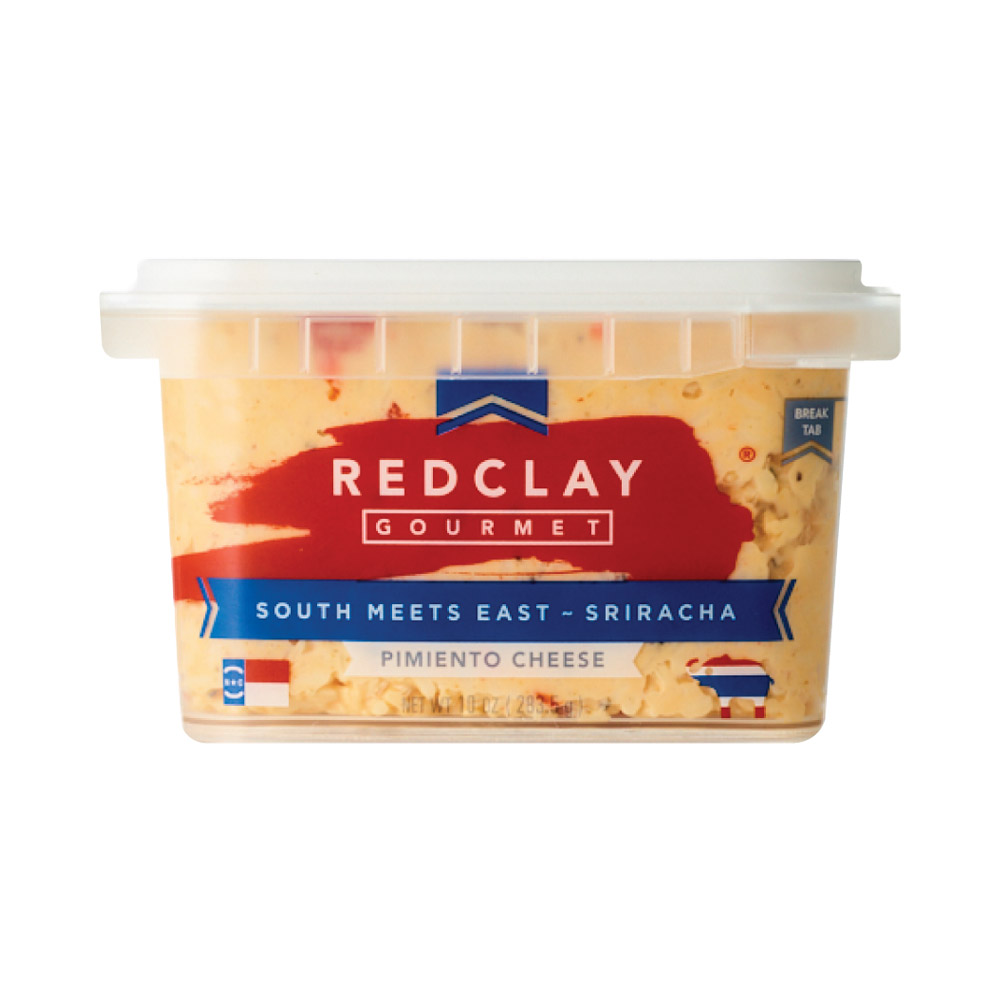 Container of Red Clay Gourmet East Meets West Sriracha pimento cheese