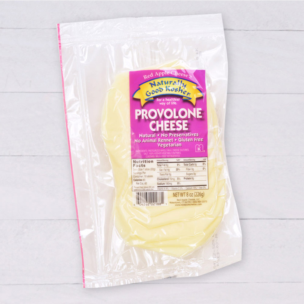 Shingle pack of Naturally Good Kosher sliced provolone cheese