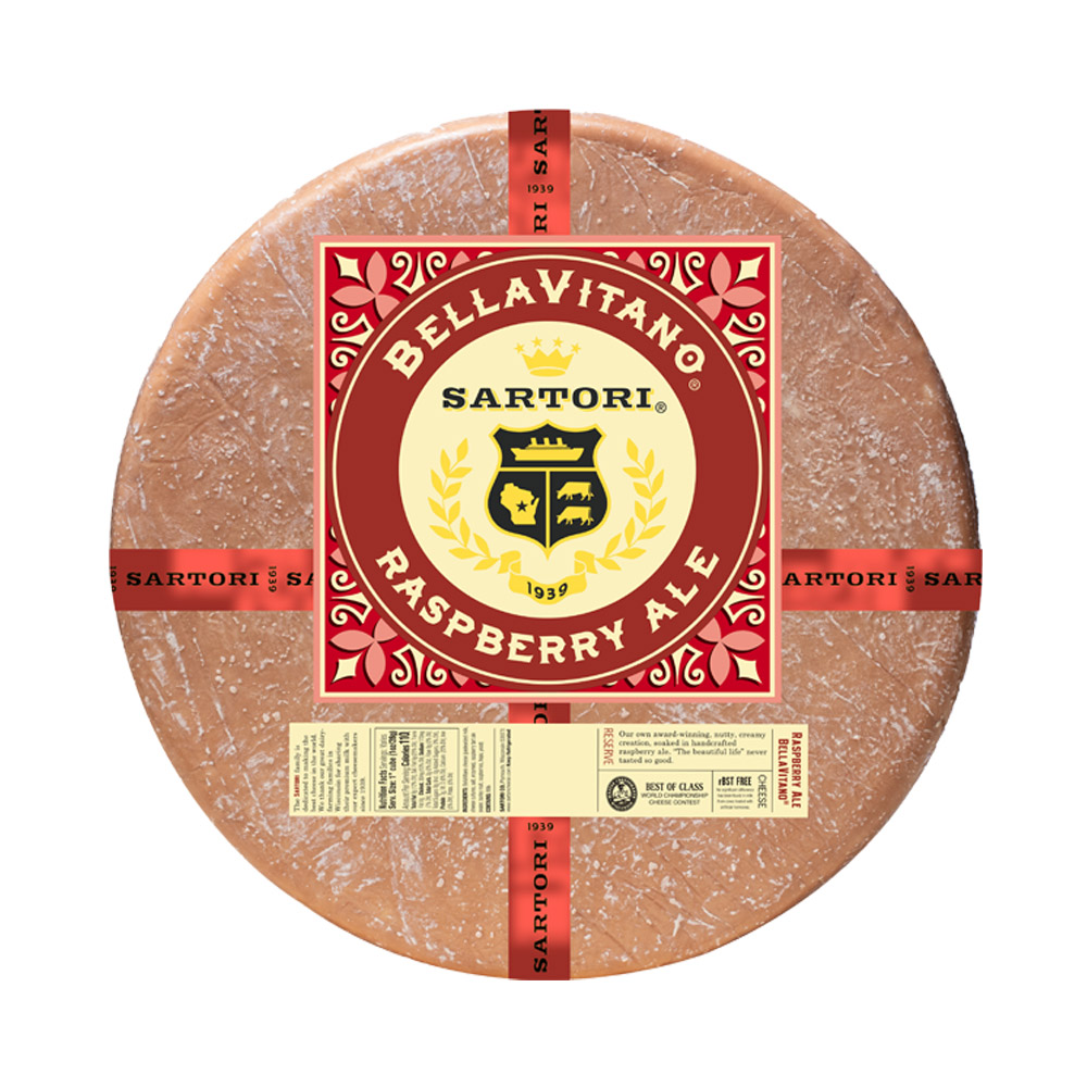 Wheel of Sartori Raspberry Ale BellaVitano cheese