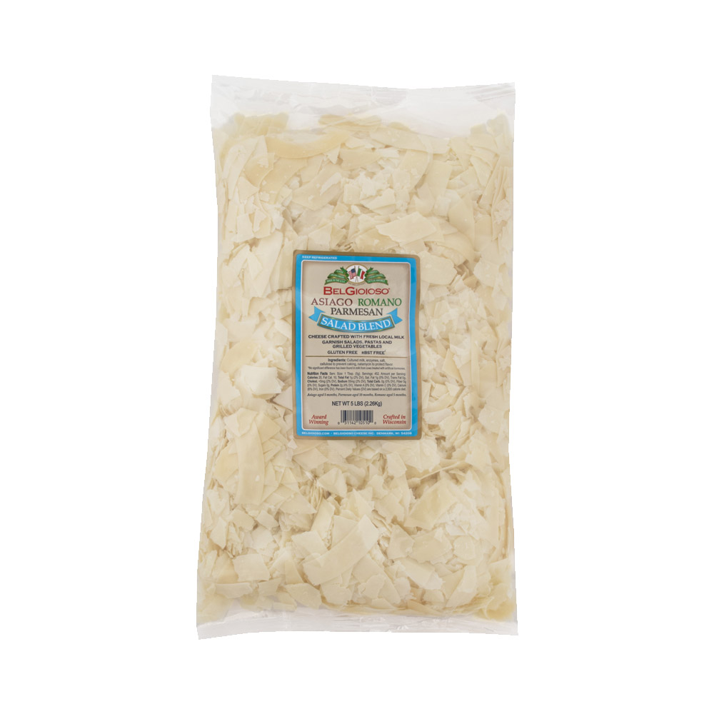 Bag of BelGioioso shaved salad blend cheese