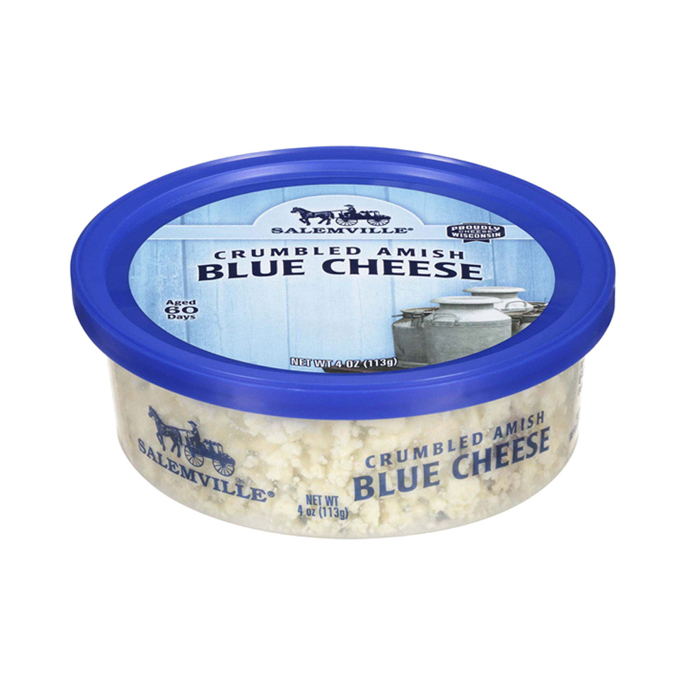 Container of Salemville Blue Cheese crumbles