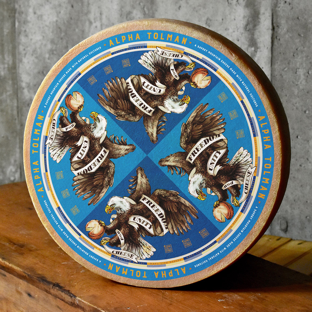 A wheel of Alpha Tolman cheese