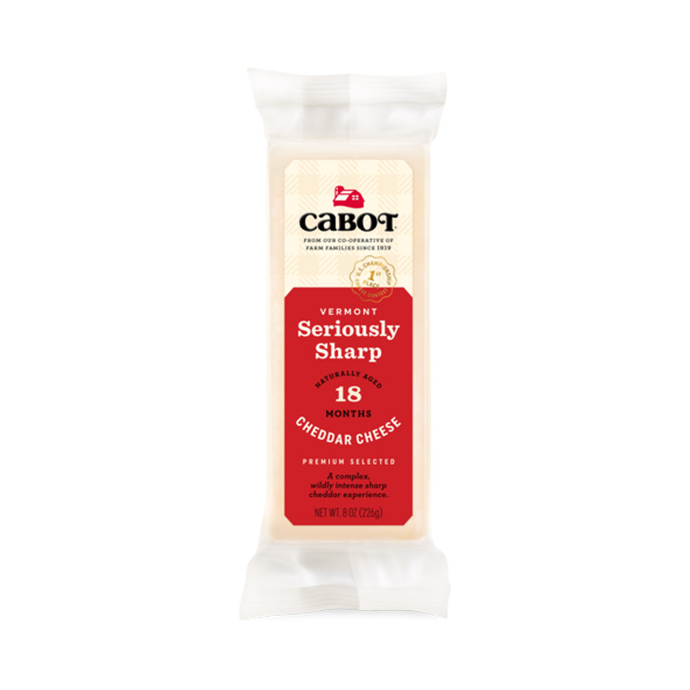 Bar of Cabot Seriously Sharp White Cheddar cheese