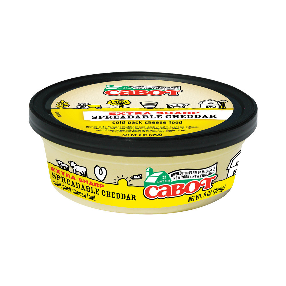 Tub of Cabot extra sharp cheddar cheese spread