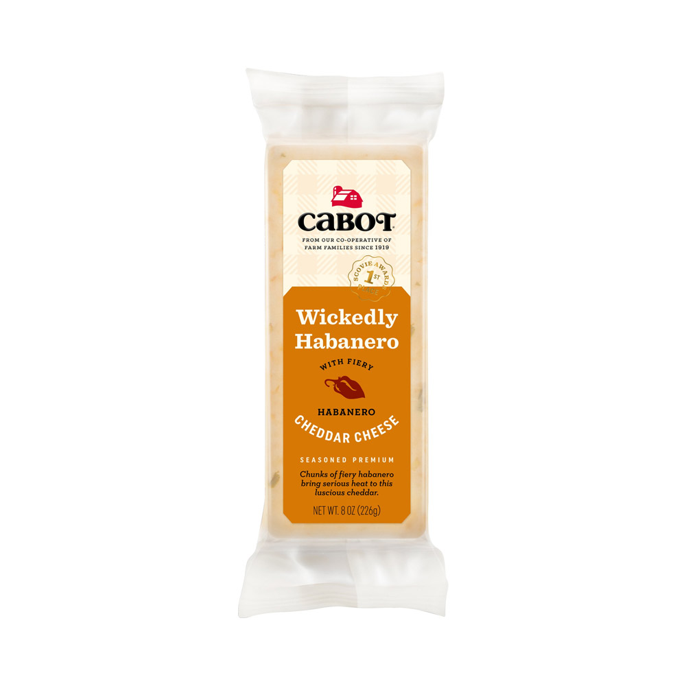 A bar of Cabot Wickedly Habanero Cheddar cheese