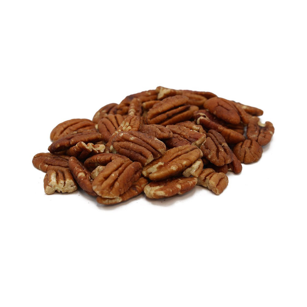 A pile of raw pecan halves