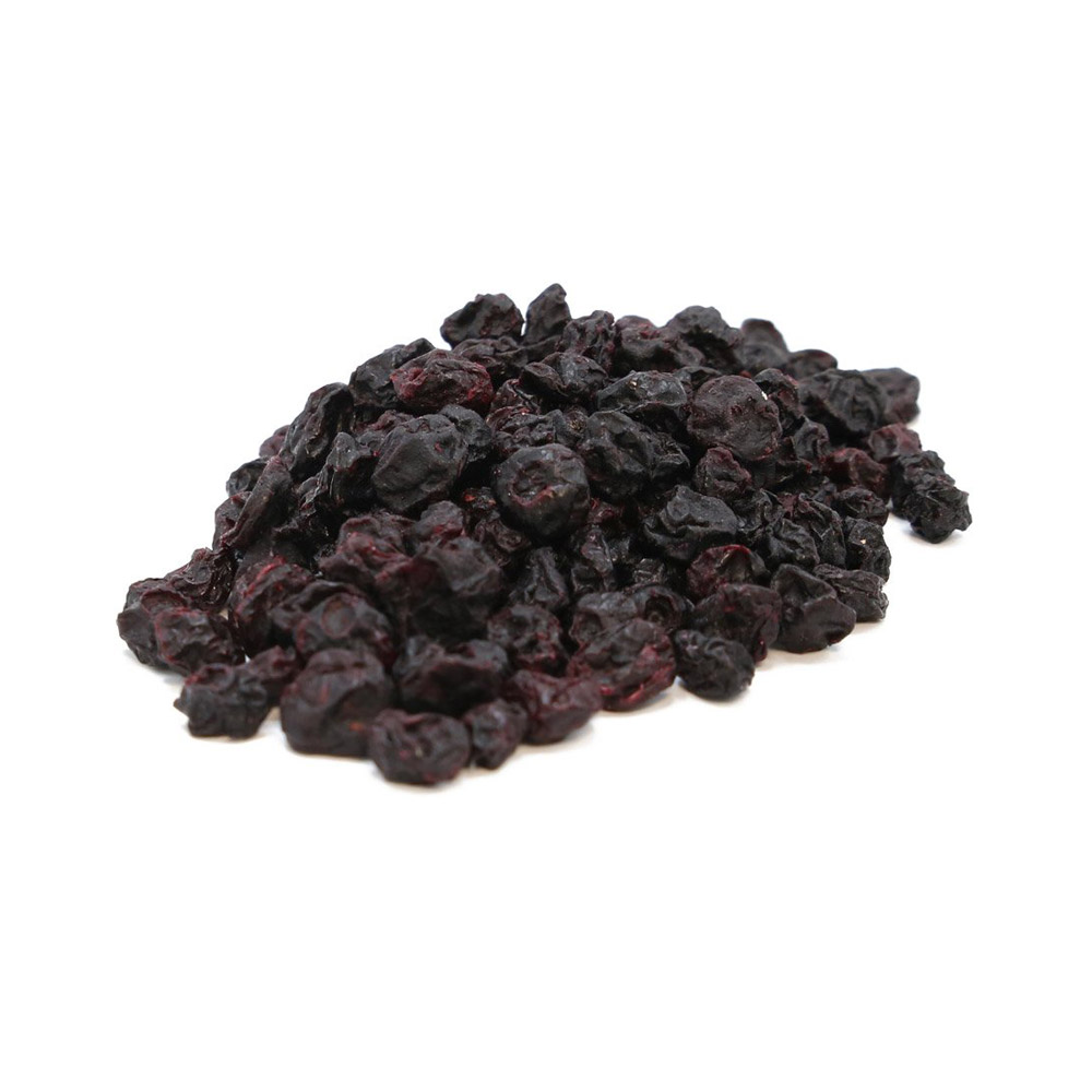 A pile of dried blueberries