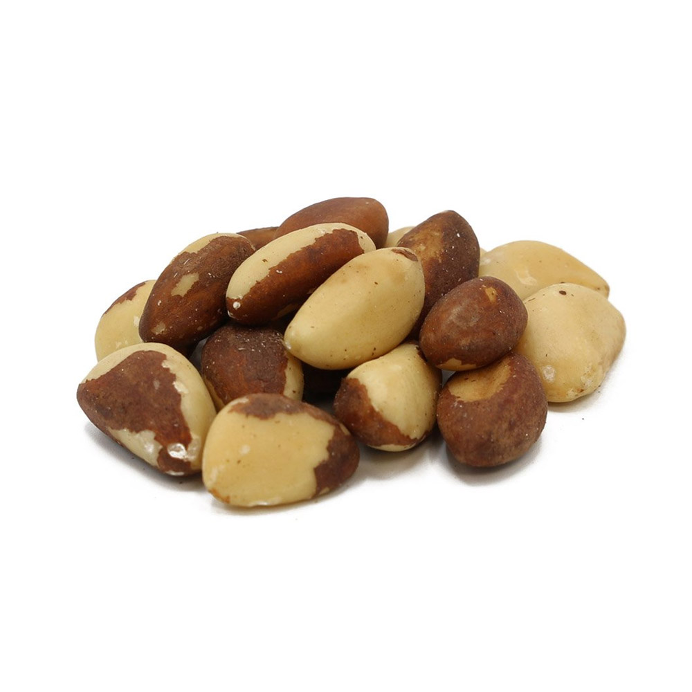 A pile of raw Brazil nuts