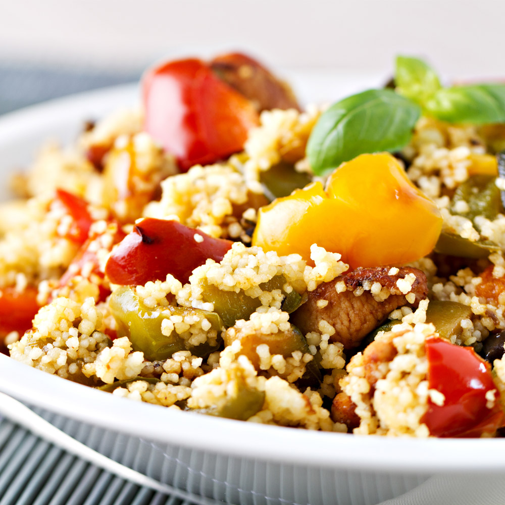 Couscous bowl with chicken and vegetables
