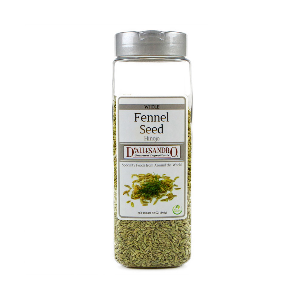 A container of whole fennel seed