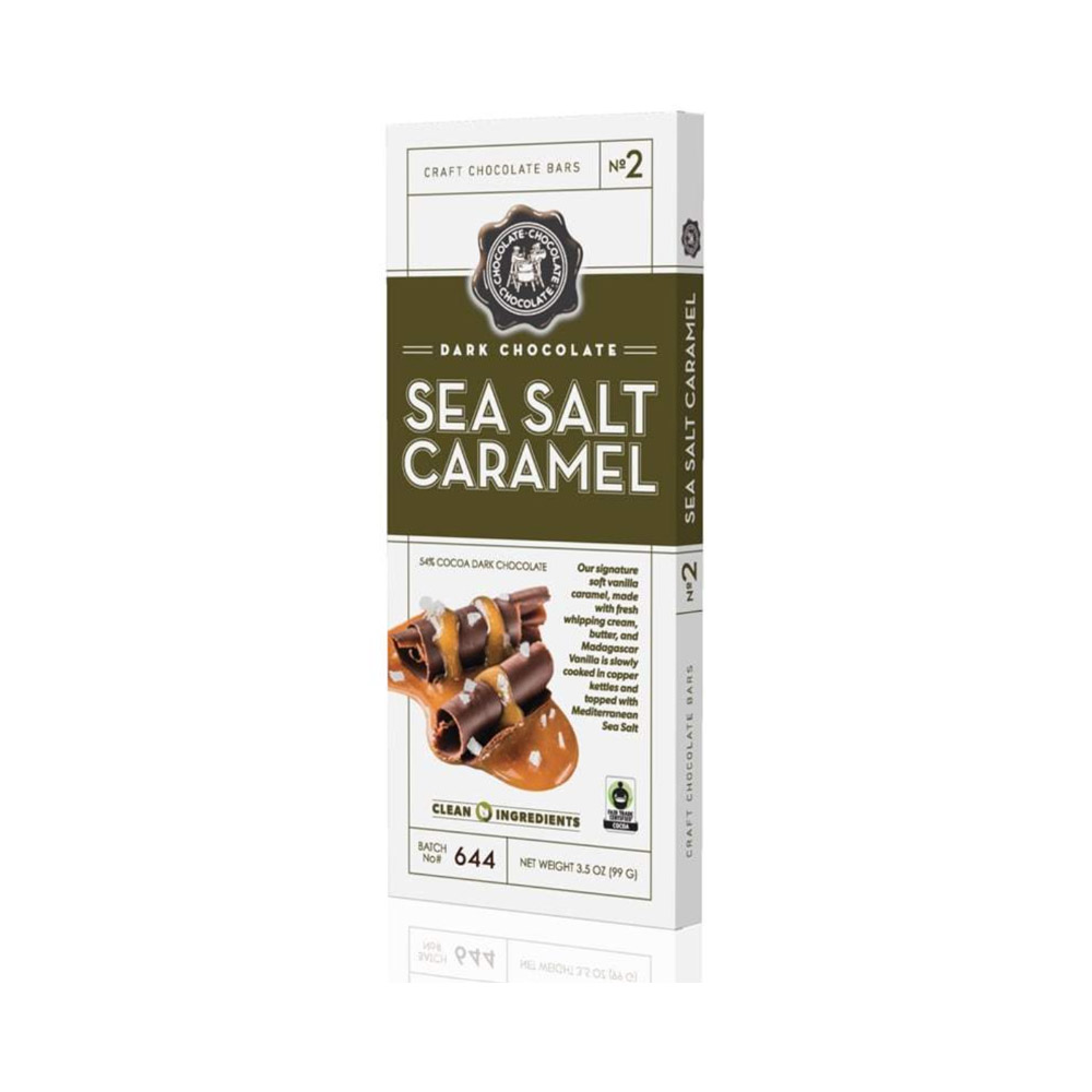 Chocolate, Chocolate, Chocolate Co. dark chocolate sea salt caramel bar
