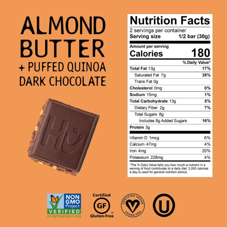 Hu Almond Butter & Puffed Quinoa Organic Dark Chocolate Bars EURO USA