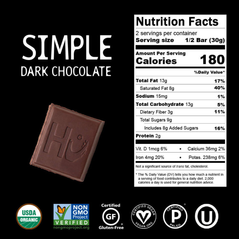 Hu Simple Organic Dark Chocolate Bars EURO USA