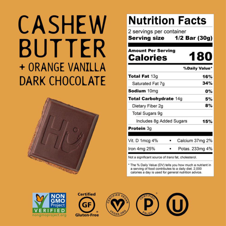 Hu Cashew Butter & Orange Vanilla Organic Dark Chocolate Bars EURO USA
