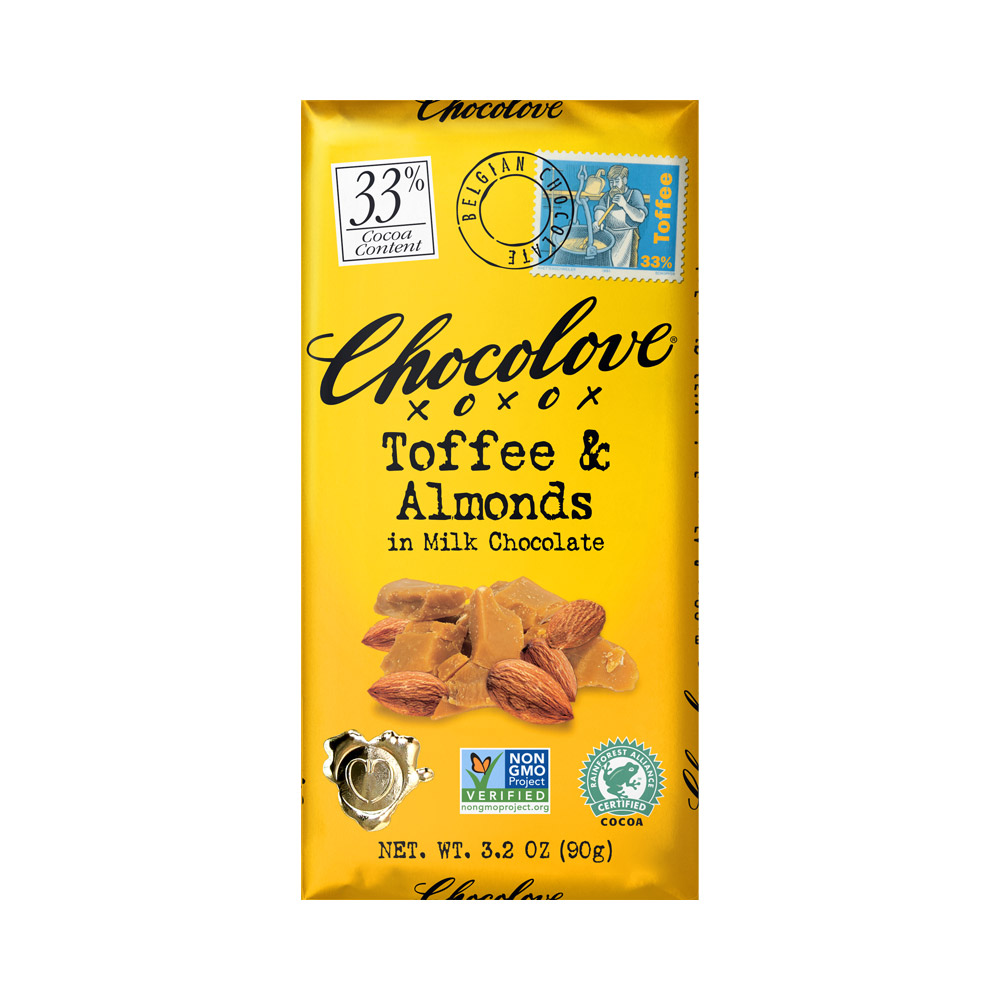 Chocolove Toffee & Almonds in Milk Chocolate Bar