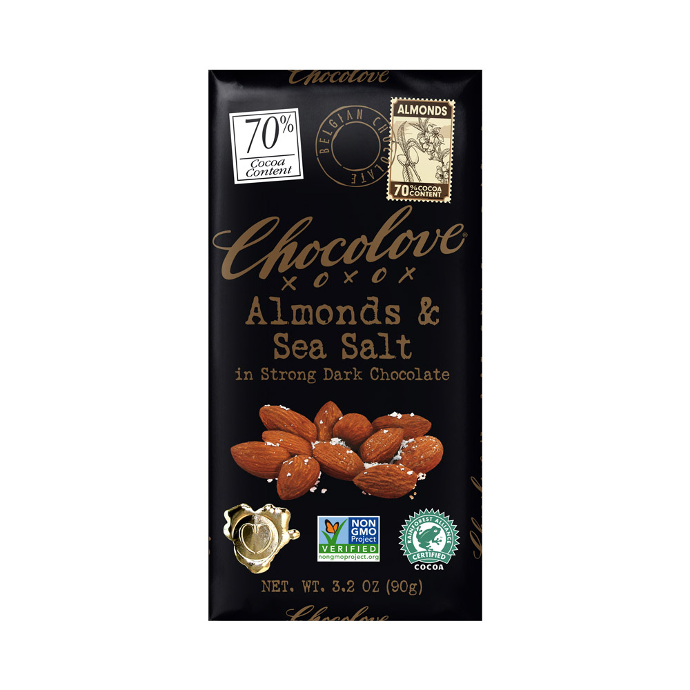Chocolove Almonds and Sea Salt in Strong Dark Chocolate Bar