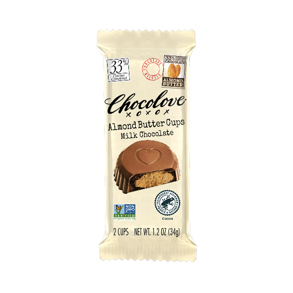 Chocolove Milk Chocolate Almond Butter Cups in the packaging