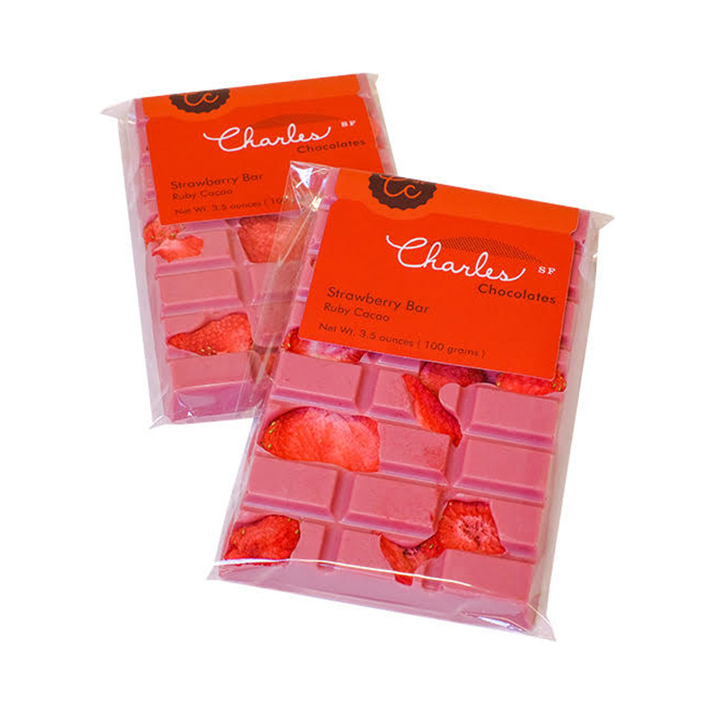 Two Charles Chocolates Ruby Strawberry Bars