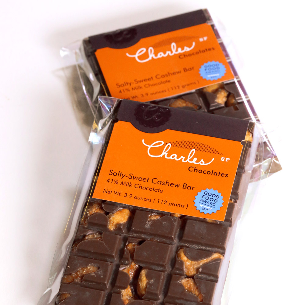 Two Charles Chocolates Salty-Sweet Cashew Bars