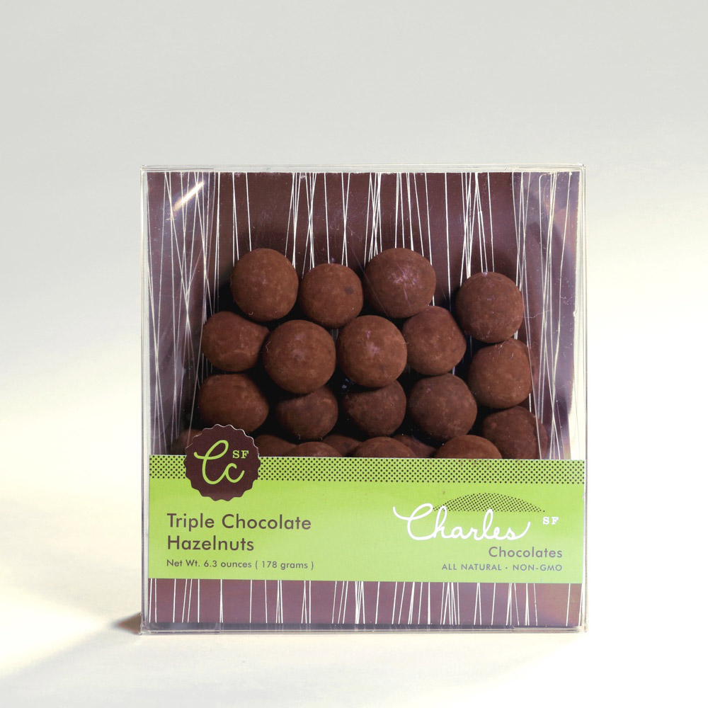 Package of Charles Chocolates Triple Chocolate Hazelnuts