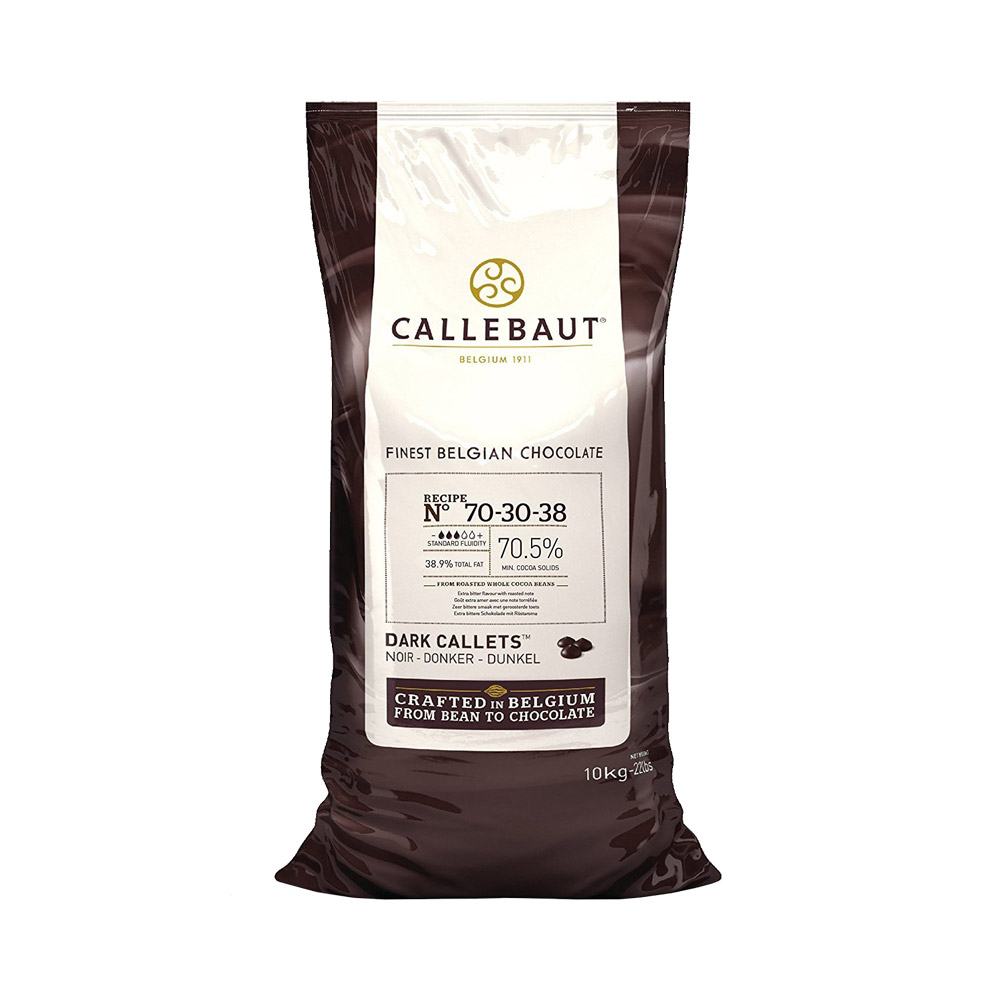Bag of Callebaut 70.5% dark chocolate callets
