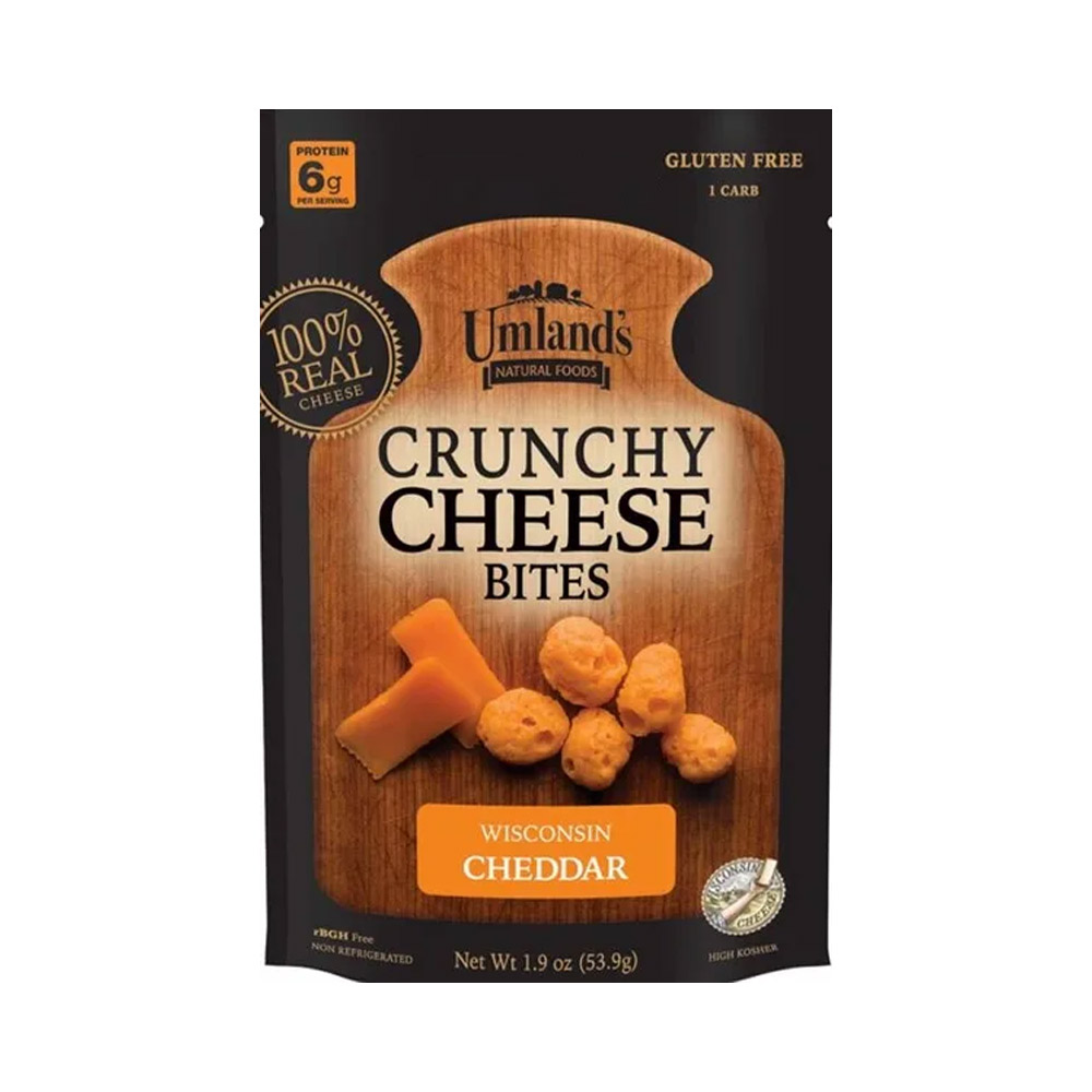 A bag of Umland's Crunchy Cheddar Cheese Bites