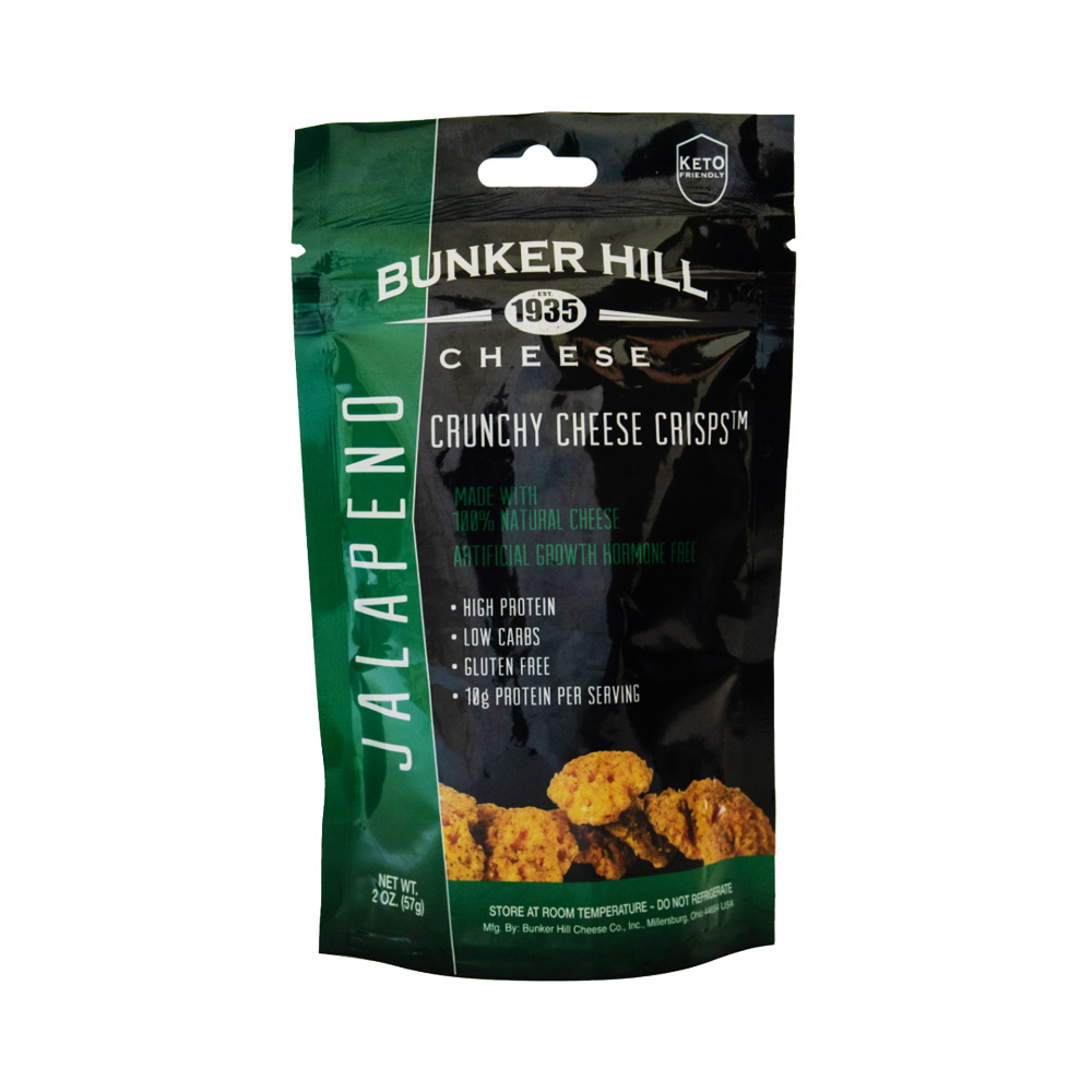 A bag of Bunker Hill Jalapeno Cheese Crisps
