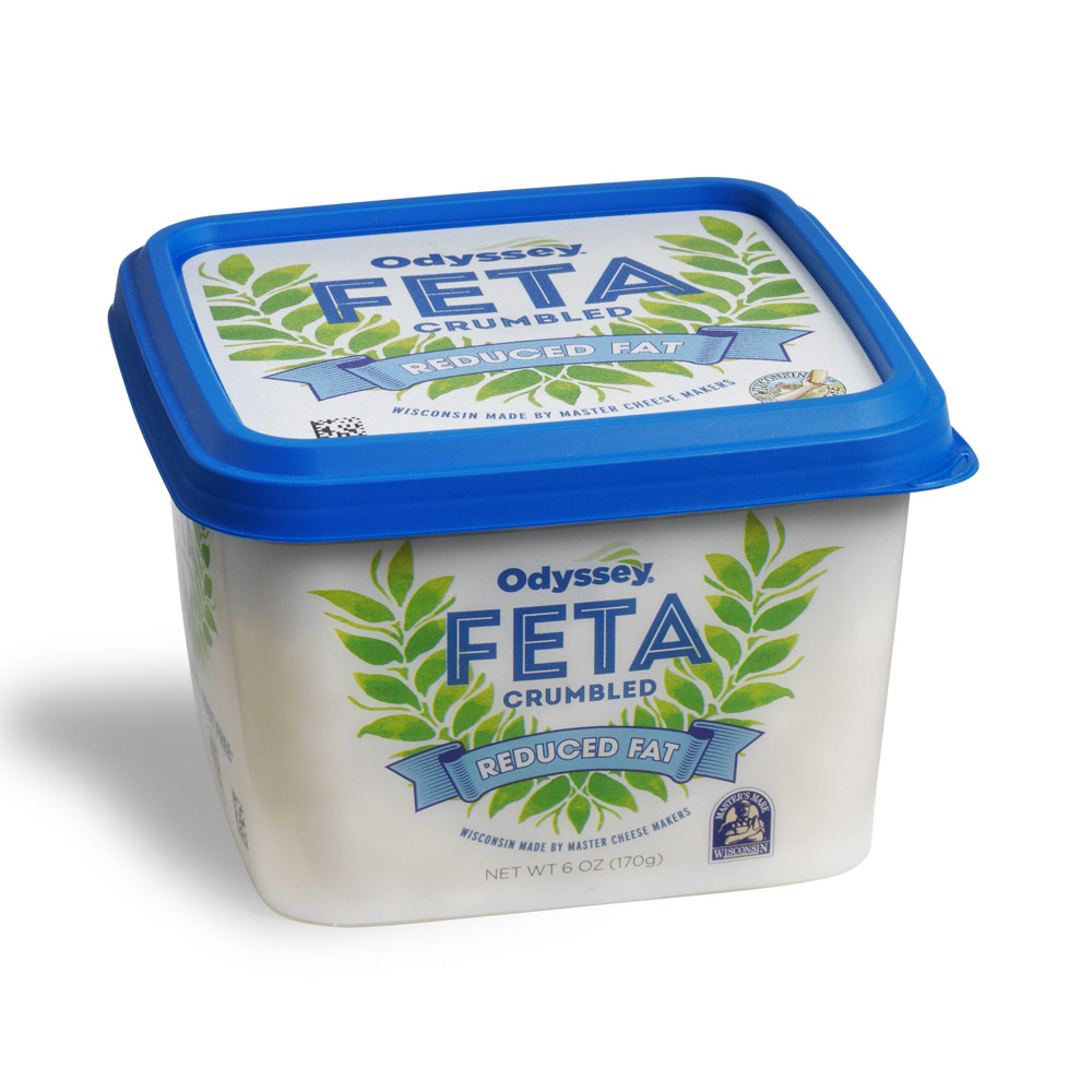 Container of Odyssey Reduced Fat crumbled feta cheese