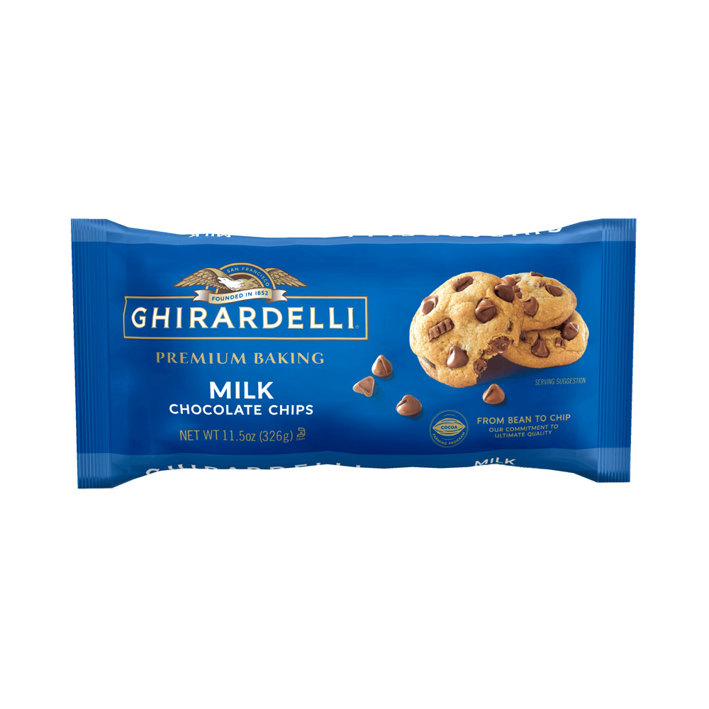 Bag of Ghirardelli milk chocolate chips