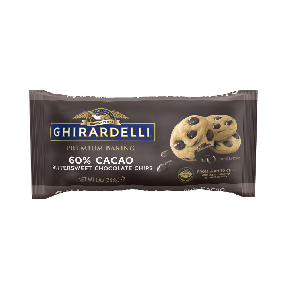 Bag of Ghirardelli 60% cacao bittersweet chocolate chips