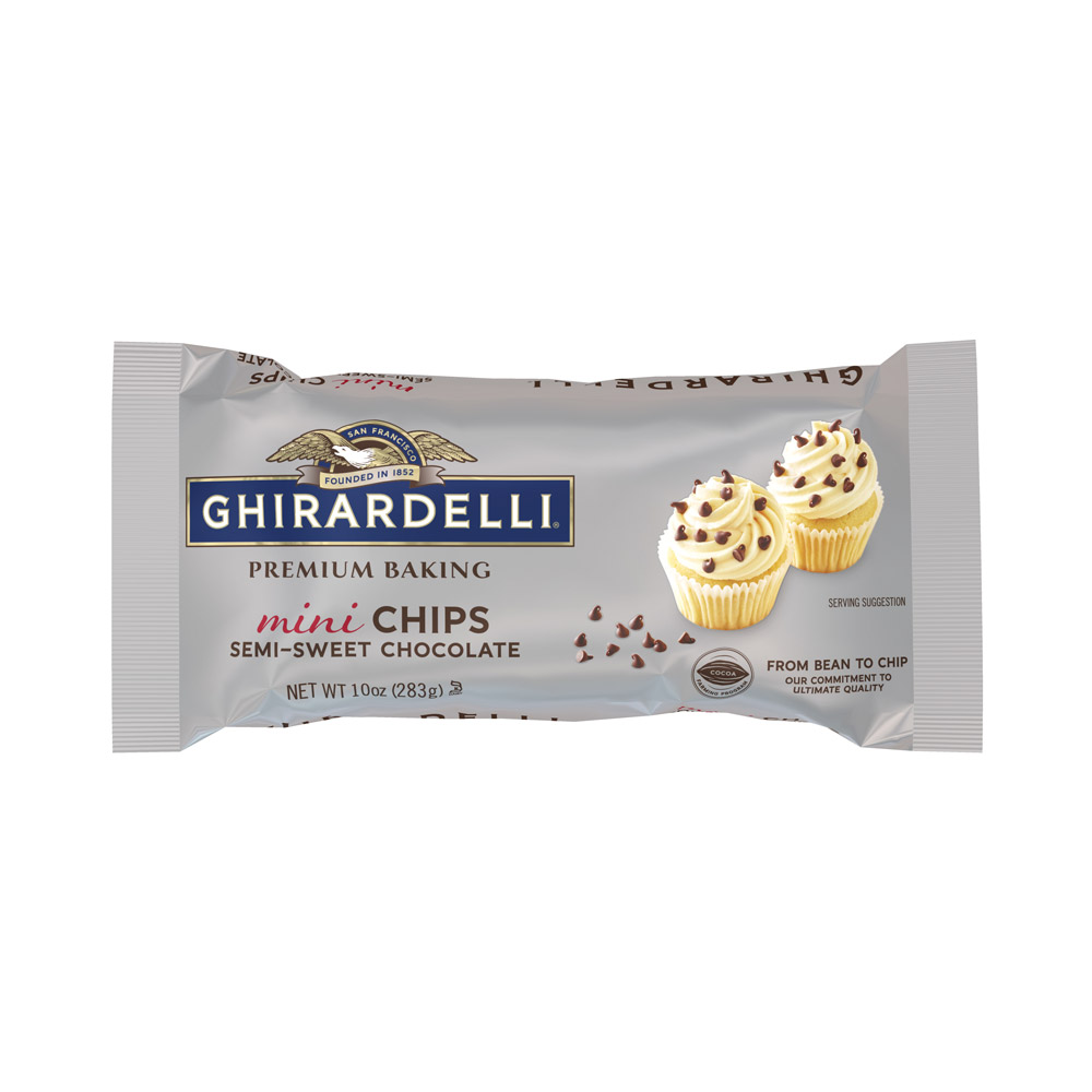 A bag of Ghirardelli Mini Semi-Sweet Chocolate Chips