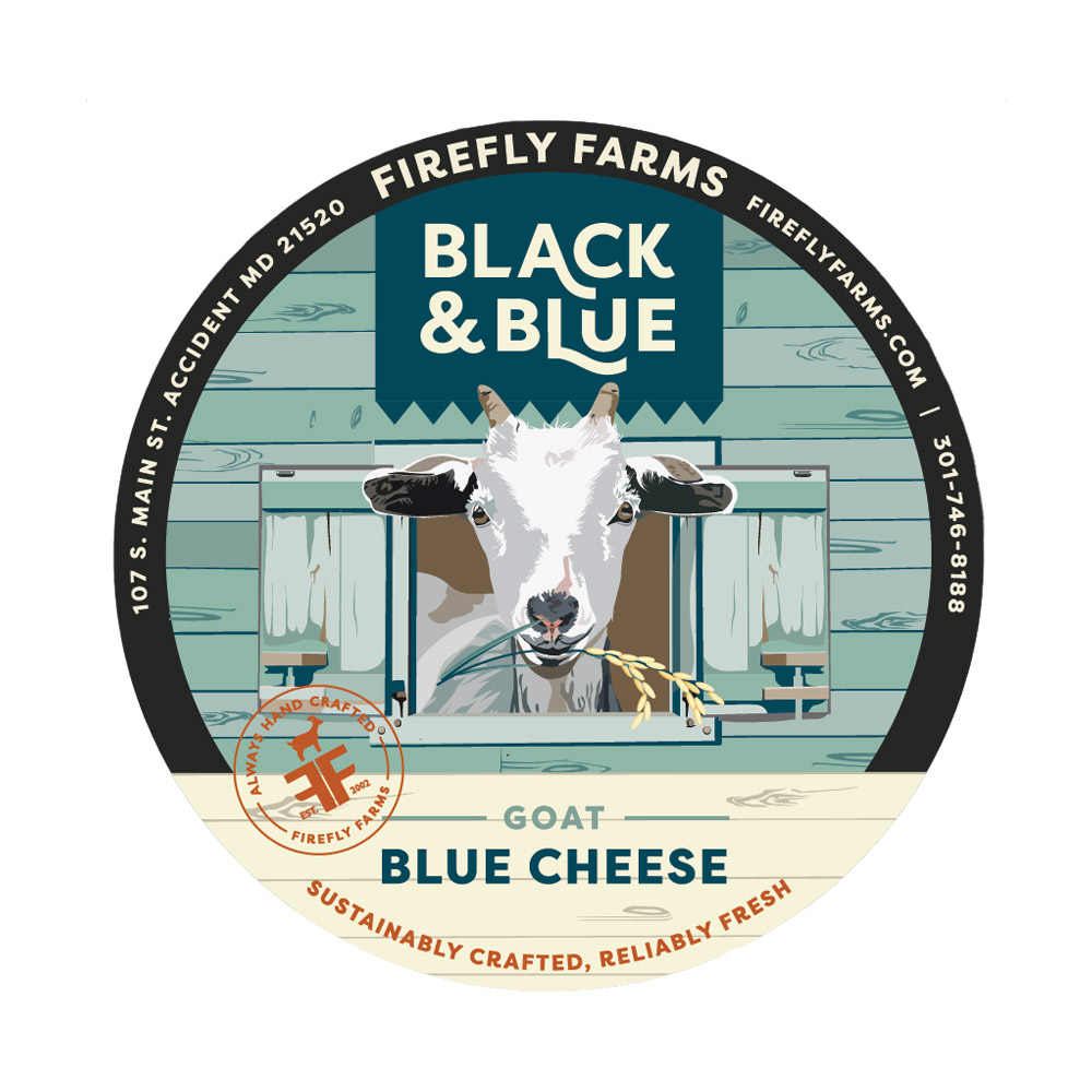 FireFly Farms Black & Blue Cheese label