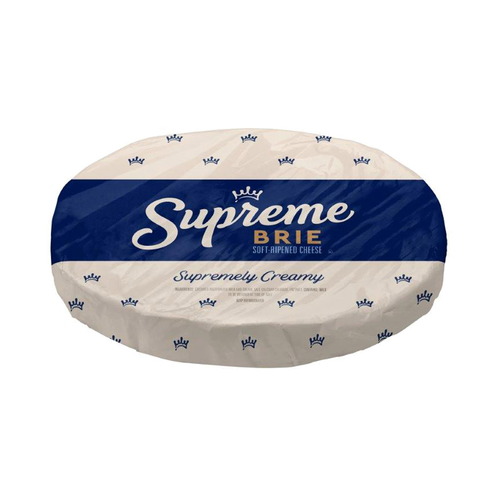 An oval of Supreme Brie cheese