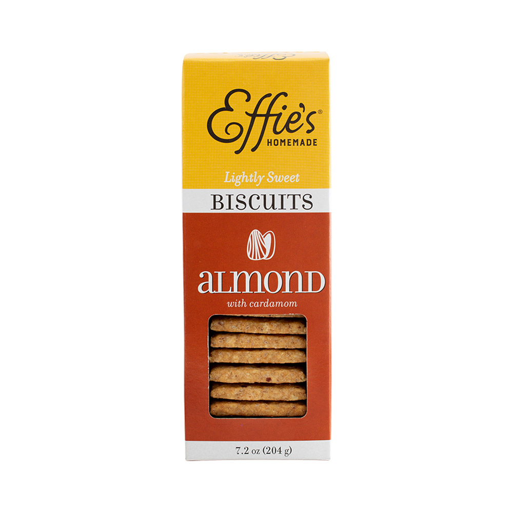 The front of a box of Effie's Homemade Almond Biscuits