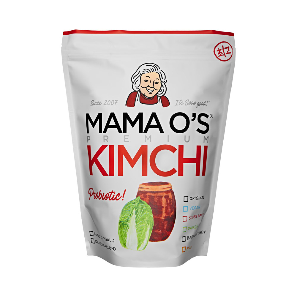Pouch of Mama O's premium original kimchi